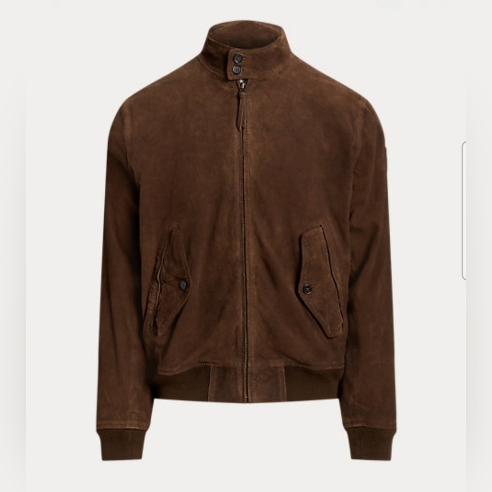 Polo Ralph Lauren Tumbled Suede Dark Brown Bomber Jacket